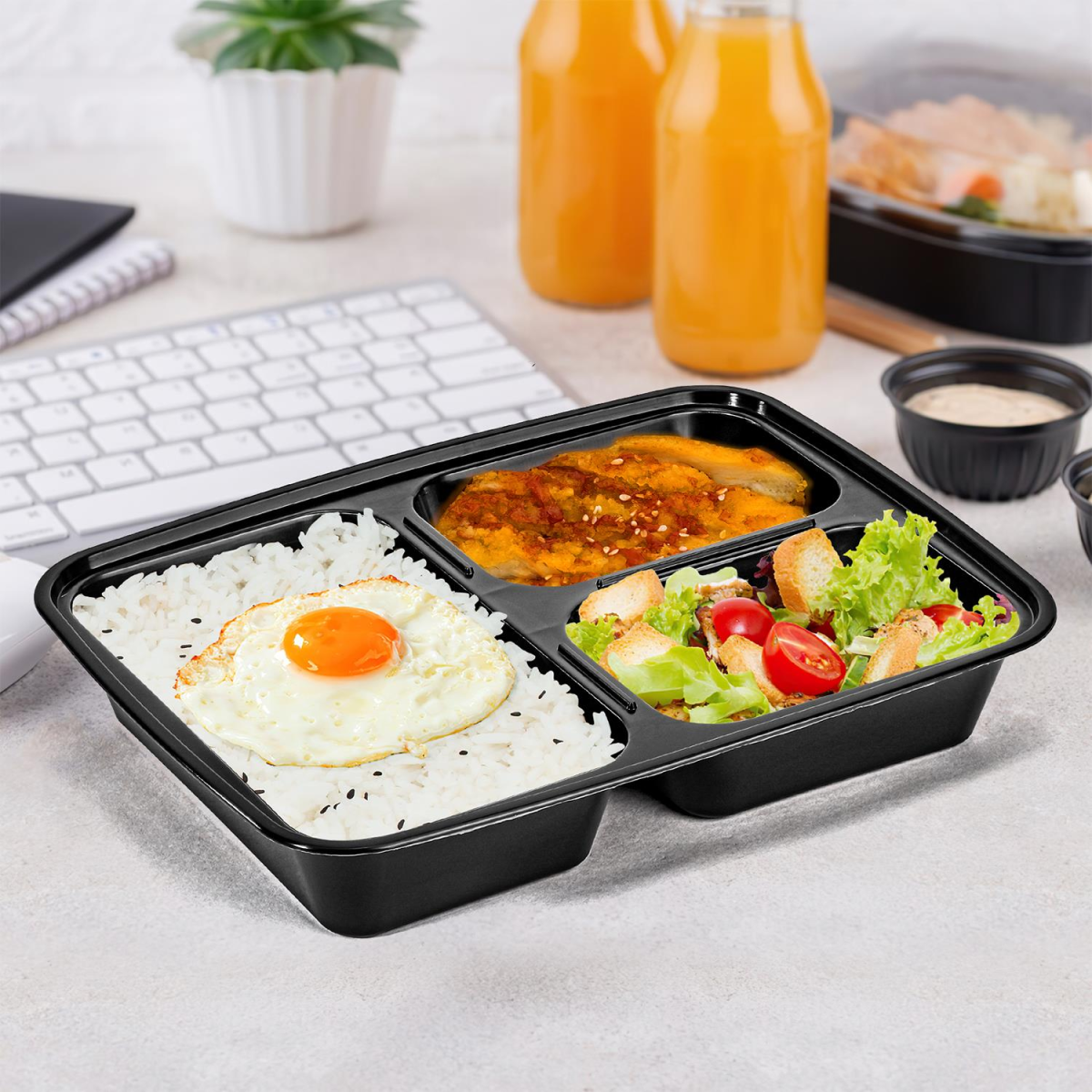 VINSANI 10pk 3 COMPARTMENTS MEAL PREP CONTAINERS 1010425 X 2
