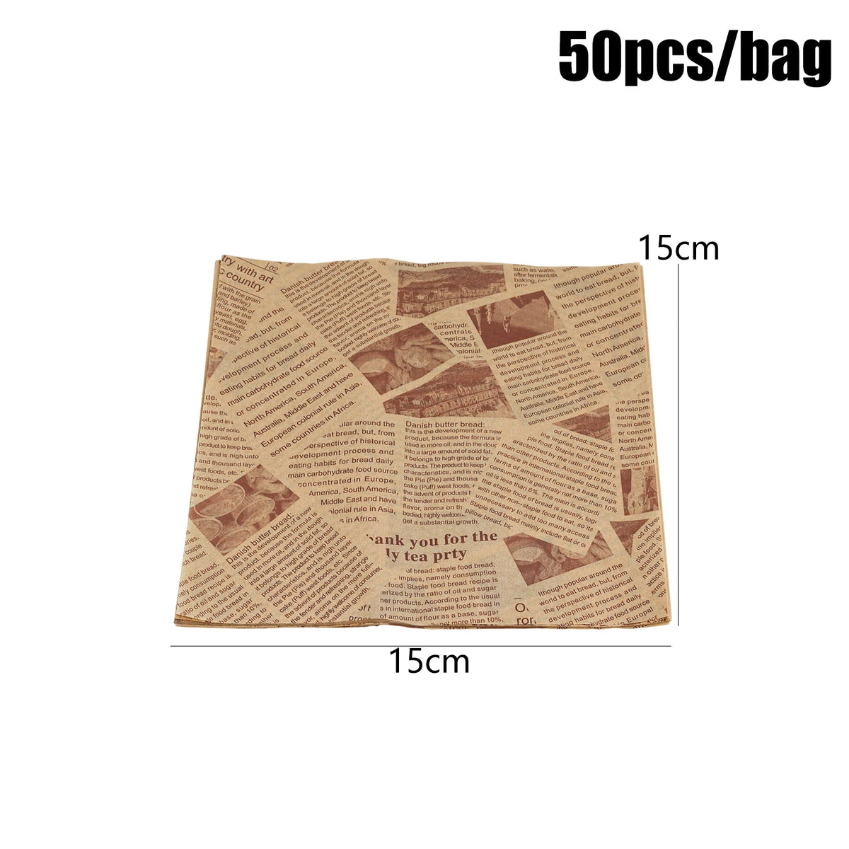 Newspaper-Print Greaseproof Food Wrapping Paper