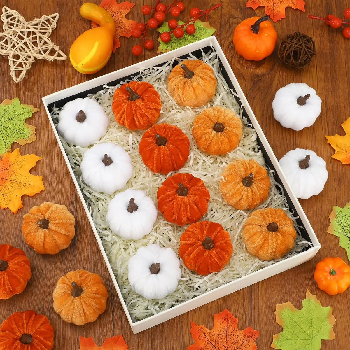 12pcs Pumpkin Decor Velvet Artificial Pumpkin Fall Pumpkin Decor For Autumn Thanksgiving Harvest Festival Halloween Decoration
