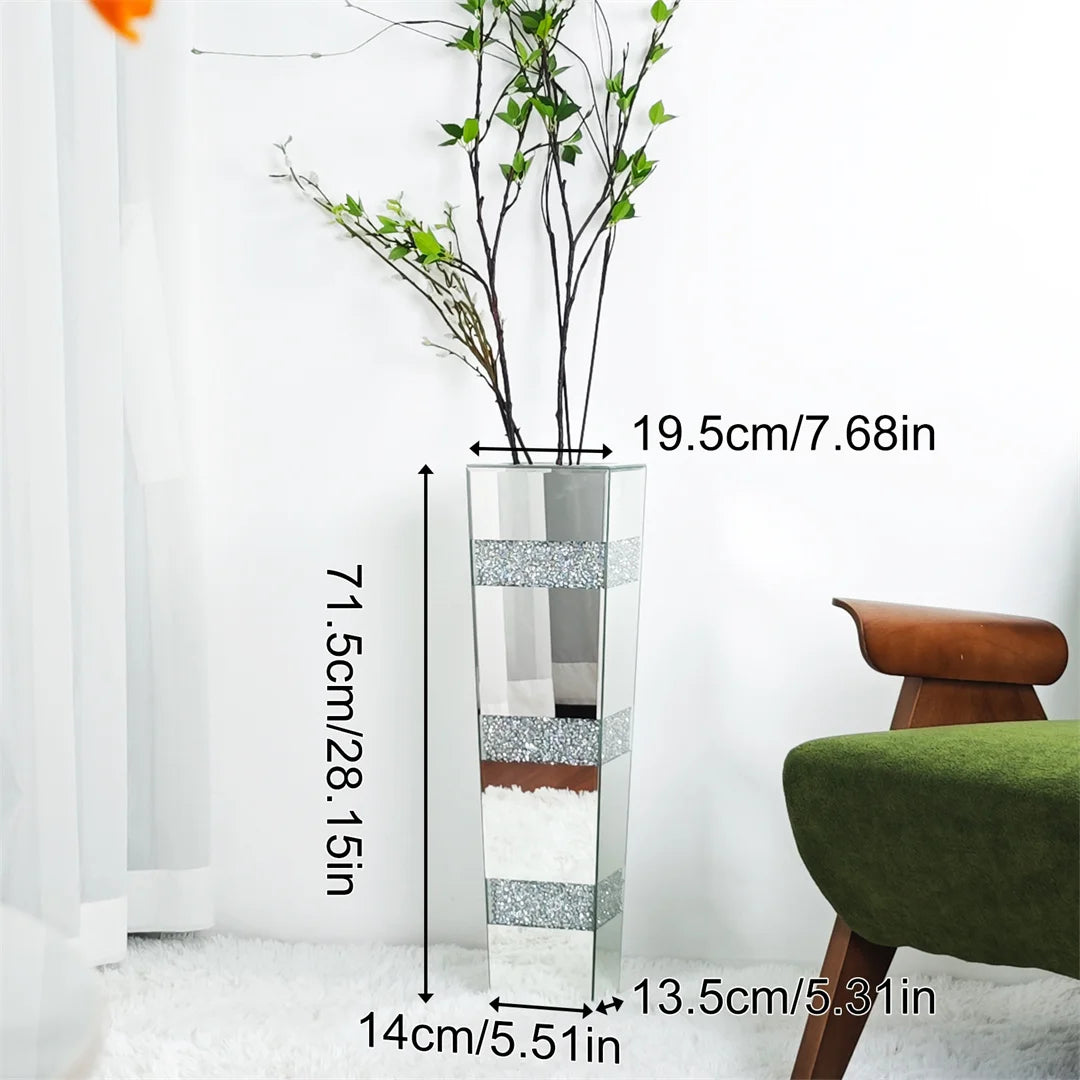 Silver Mirrored Decorative Vase