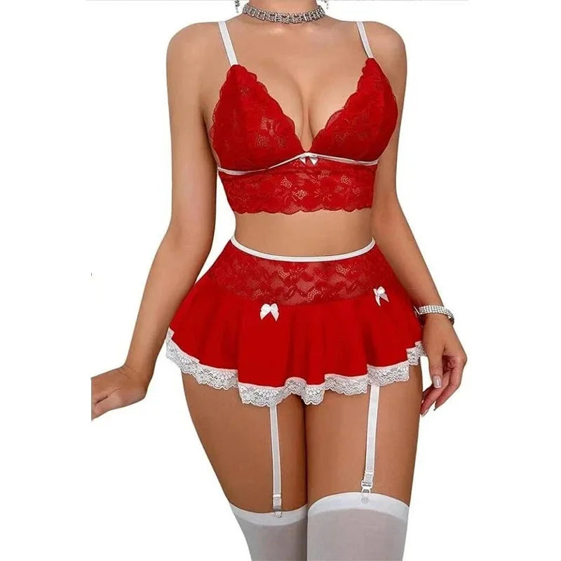 Sexy Lingerie Woman Lace Transparent Underwear Brief Sets Bra Kit Up Breves Sets Erotic