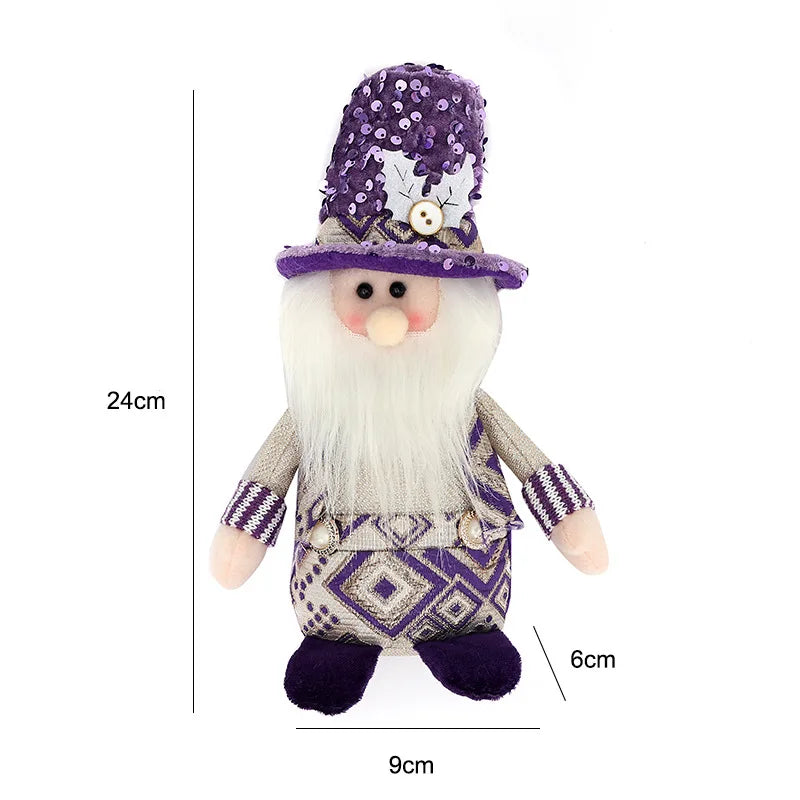 Purple Christmas Dolls Cute Plush Santa Claus Snowman Reindeer Doll Merry Christmas Decorations Kids Xmas Gifts Home Ornaments