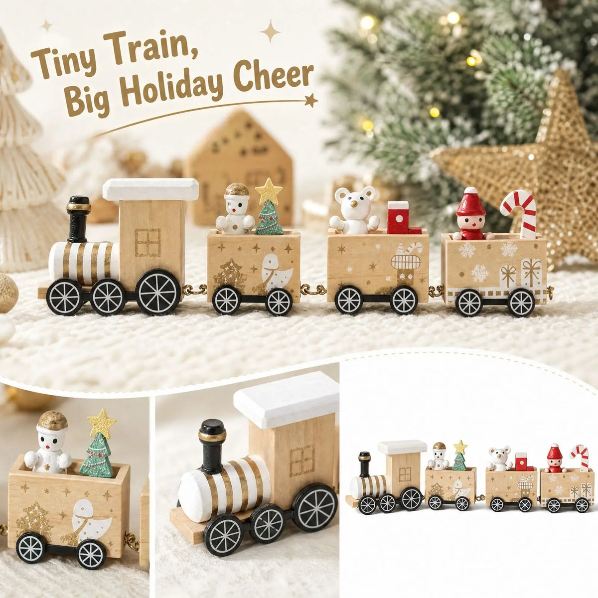 Four-Car Wooden Christmas Train
