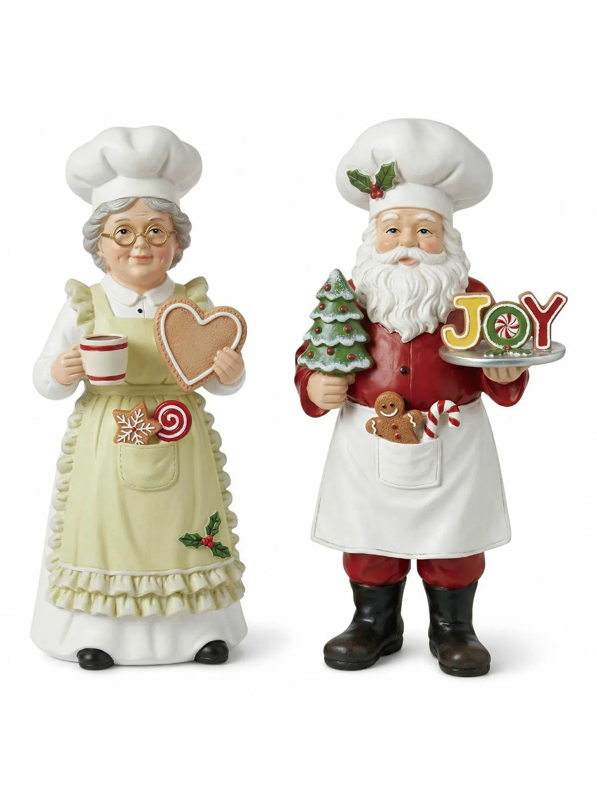 Chef Santa and Mrs Claus Christmas Ornament Set