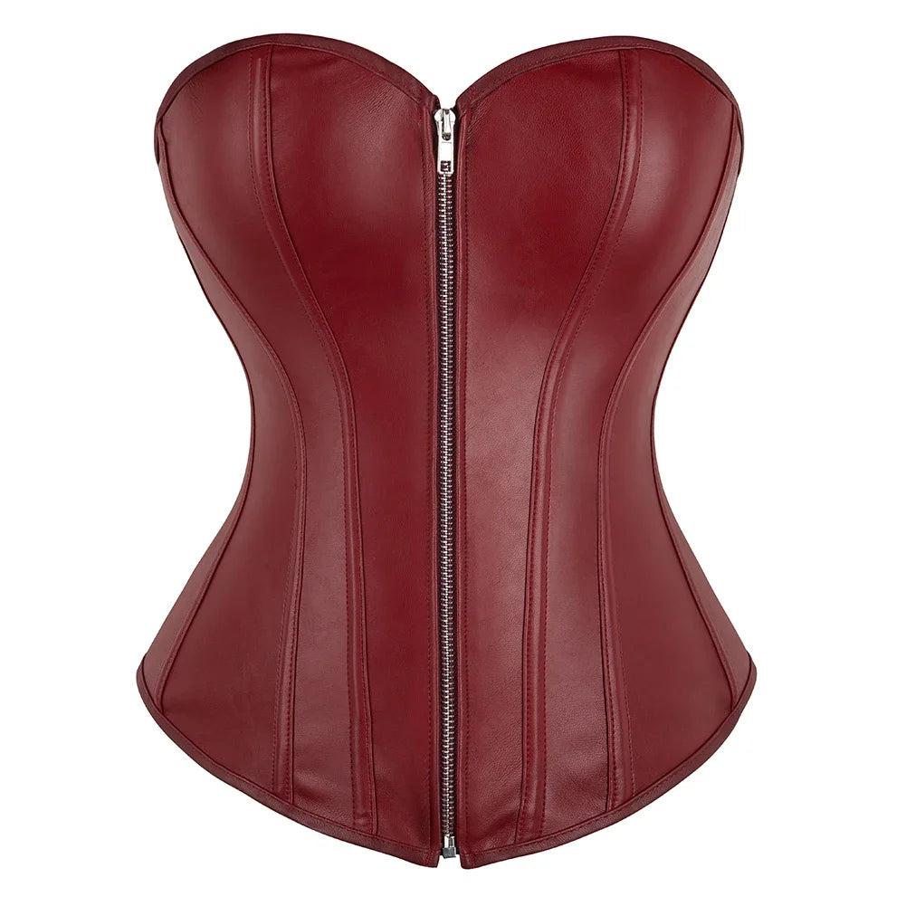 Faux Leather Lace-Up Overbust Corset