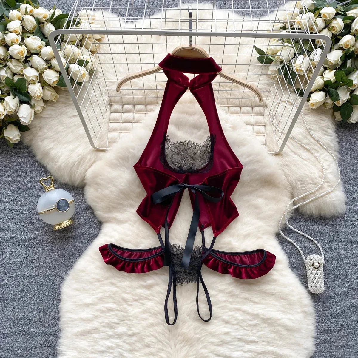 Leopard-Print V-Neck Lace Bodysuit