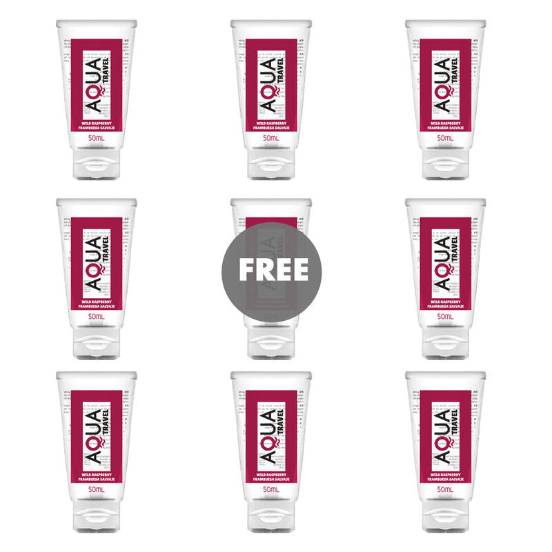 AQUA TRAVEL - WILD RASPBERRY FLAVOUR WATERBASED LUBRICANT - 50 ML 8+1 FREE