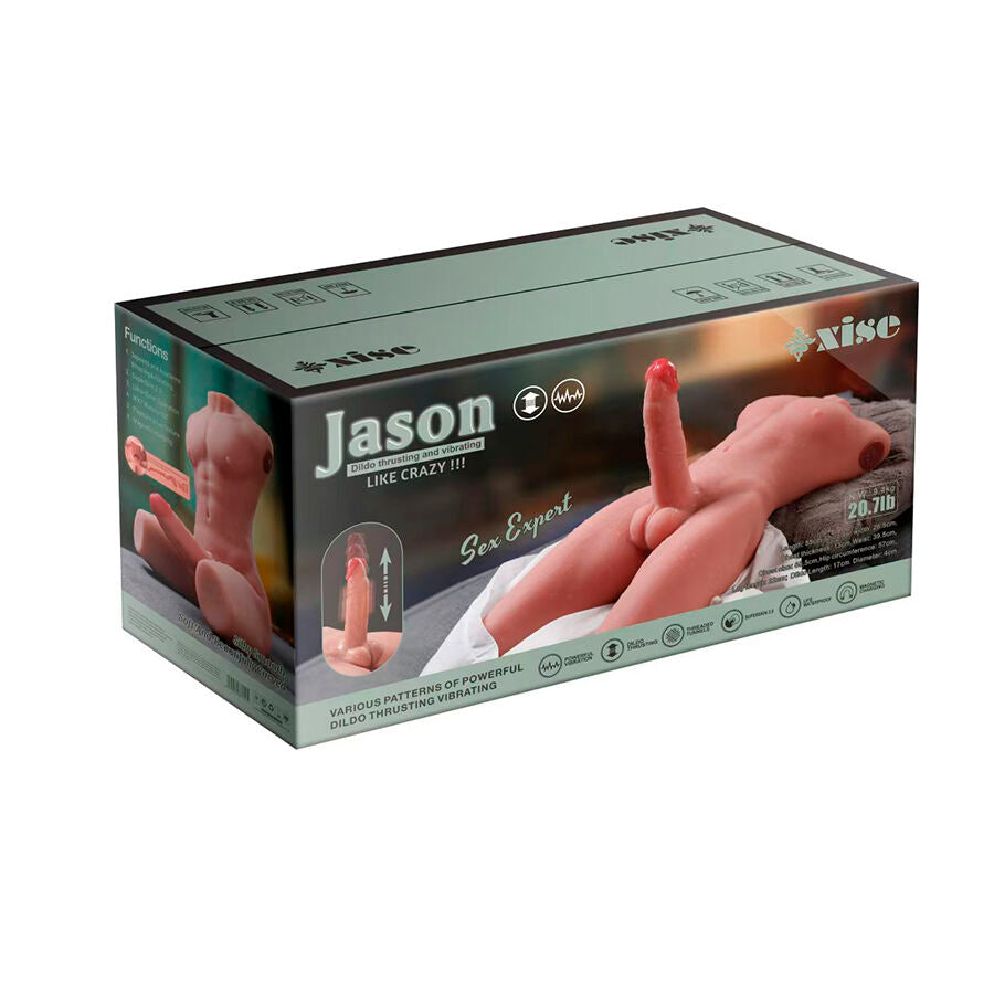 XISE - JASON HALF BODY REALISTIC MALE TORSO WITH THRUSTING AND VIBRATION 55 CM