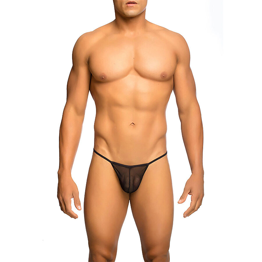 MOB - TRANSPARENT T-SHAPED THONG BLACK SIZE S/M