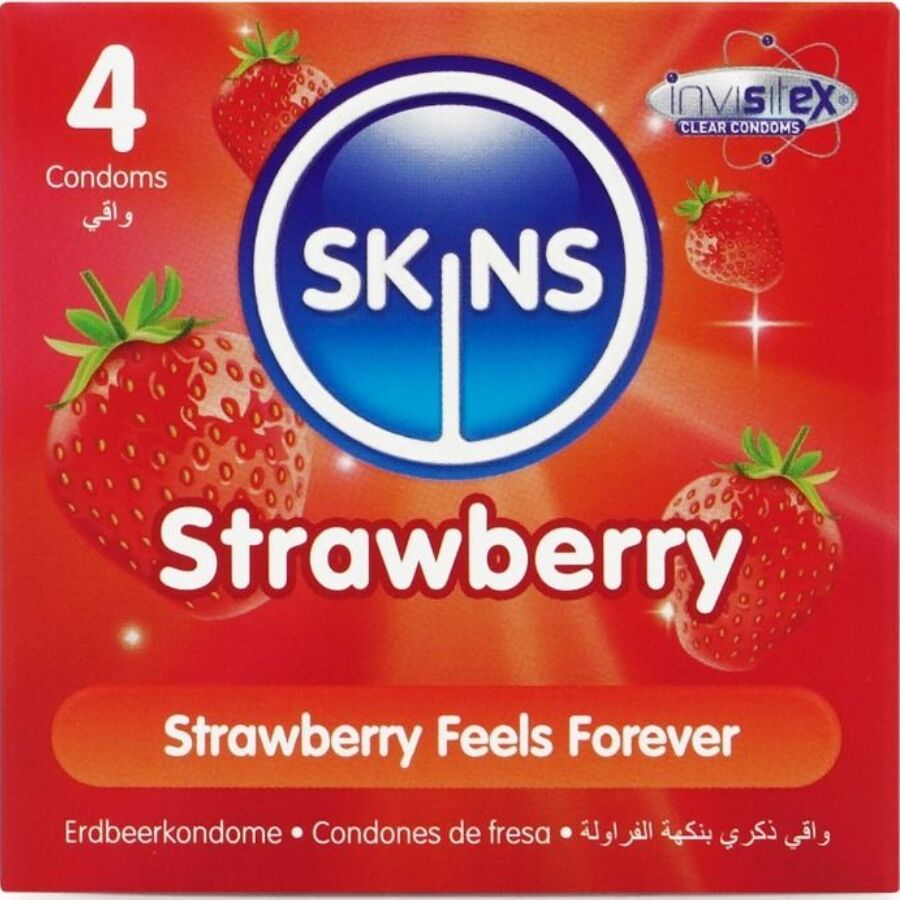 SKINS - STRAWBERRY PREMIUM CONDOMS PACK 4