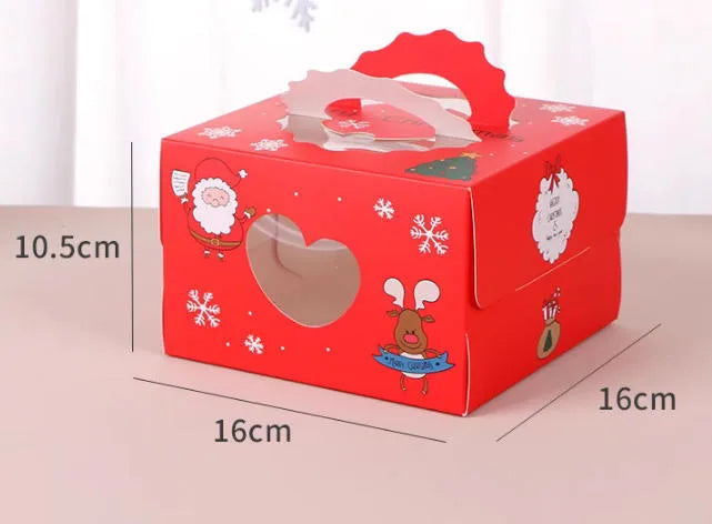 Thickened Handheld Christmas Cake Box For Birthdays And Children's Cartoons Extra Height Options Of 4 6 8 Inches