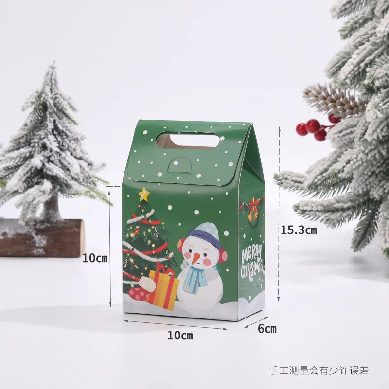 Christmas Baking Candy Packaging Handheld Paper Bag Snowflake Snack Box Handheld Small Box for Cookies and Caramels
