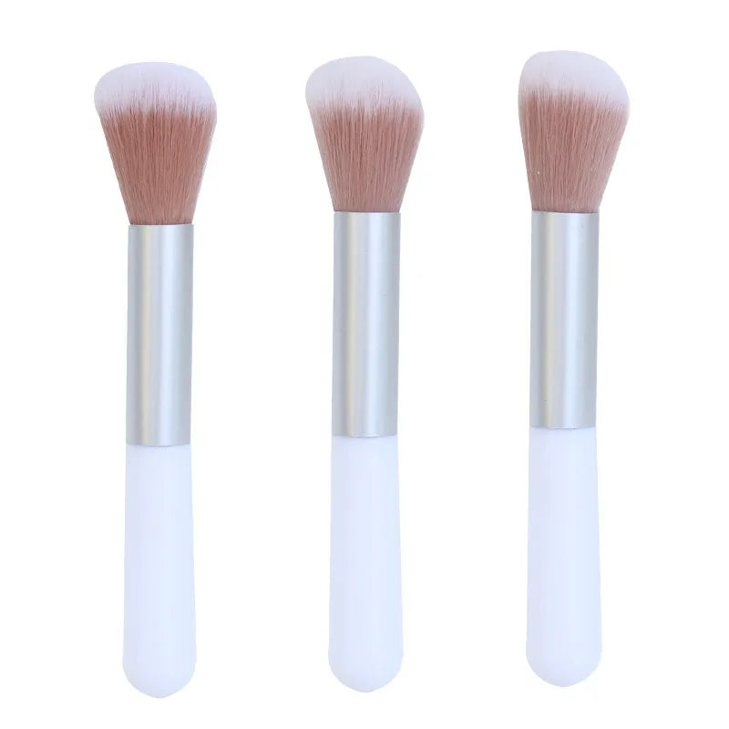 White Plastic Handle Makeup Brush, 1 Piece, Durable Plastic Material for Precise Application