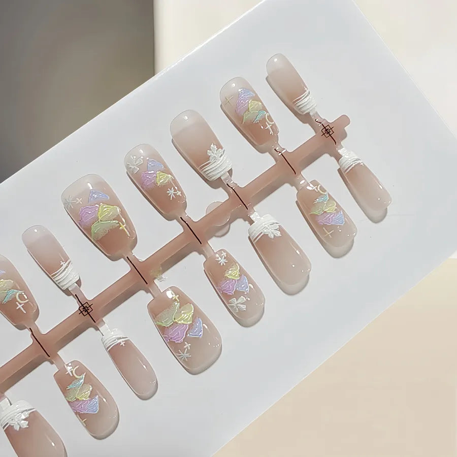 30 Pieces T018 Colorful Summer Short Nails Fairy Pure Desire Style White Enhancing Fairy Nail Art Card Paper Sweet Glitter Pattern