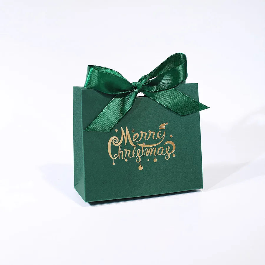 Merry Christmas Gift Box Decorative Multicolor Christmas Packaging Box Holiday Festive White Cardstock Bell wreath Design