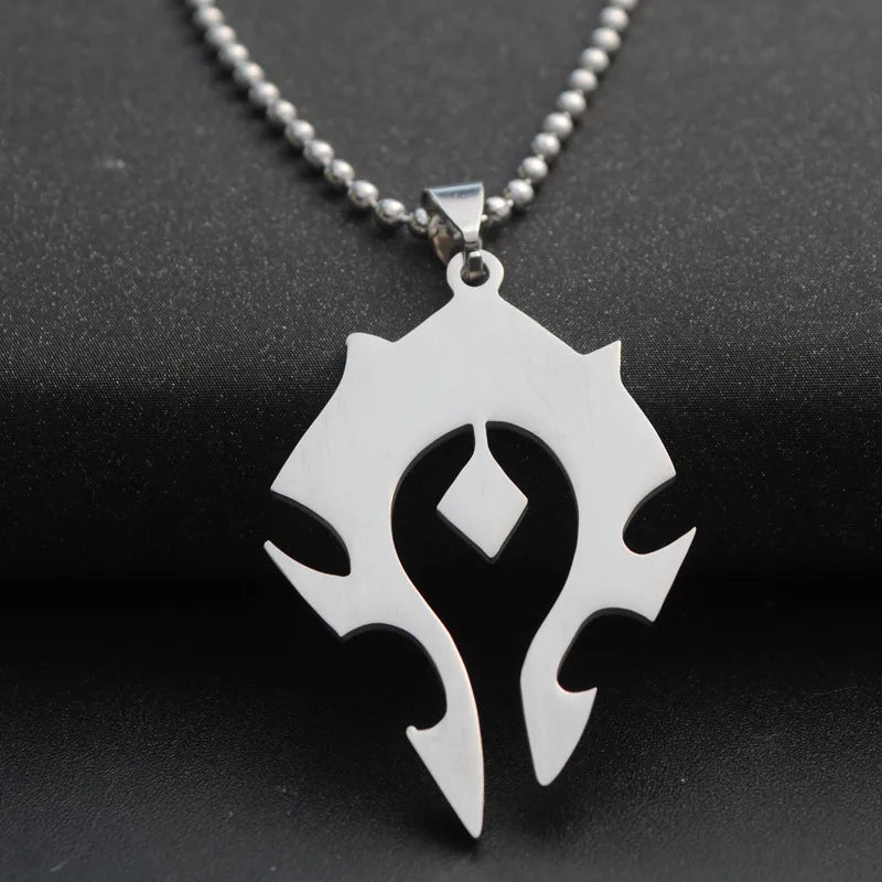 Bohemian Print Titanium Steel Necklace Unisex Long Sweater Chain Stainless Steel Pendant Style Jewelry