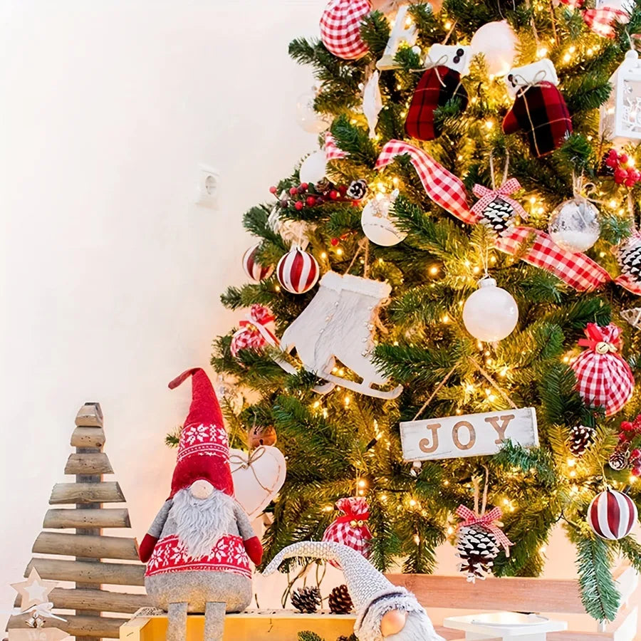 Two-style Christmas plaid polyester ribbon for holiday décor