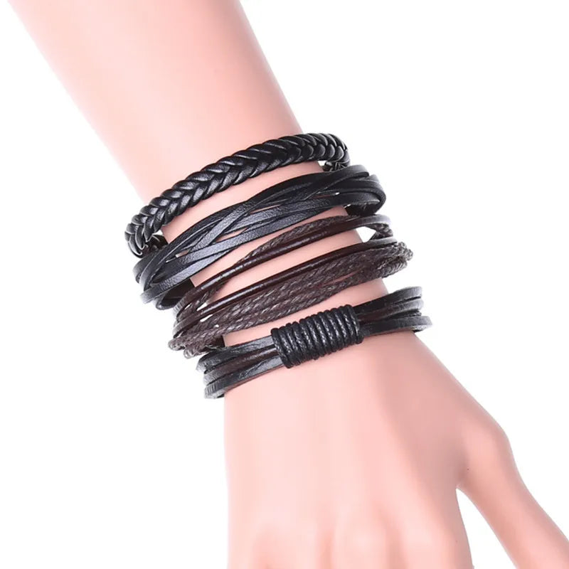 retro-simple-leather-bracelet-set-for-men-diy-woven-cowhide-hand-cord-bracelets-fashionable-geometric-pattern-unisex