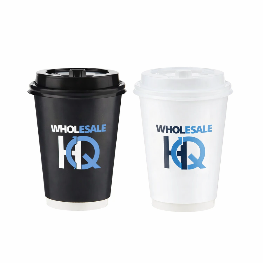 Branded Double Wall Coffee Cups with Lid from 0.10p each
