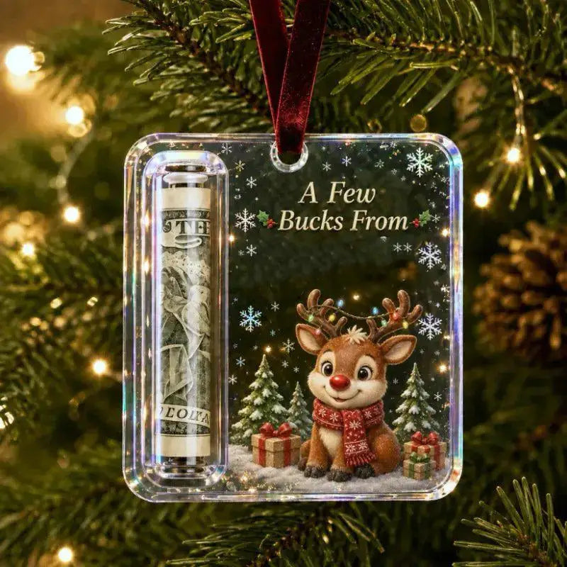 Acrylic Christmas Money Holder Cash Gift Box Christmas Tree Mantel Hanging Decoration Surprise Gift for Xmas Holiday Party Deco