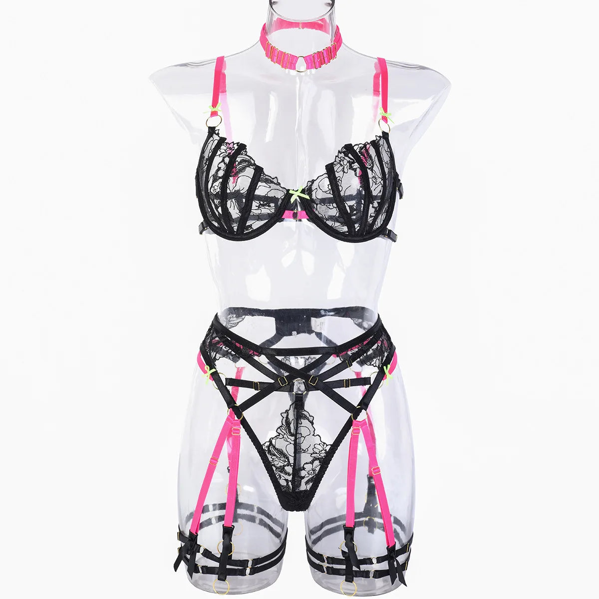 Women Sexy Lace Erotic Set Embroidery Hollow Out Lingerie Bra Set See Through Mesh Underwear Sexy Costumes