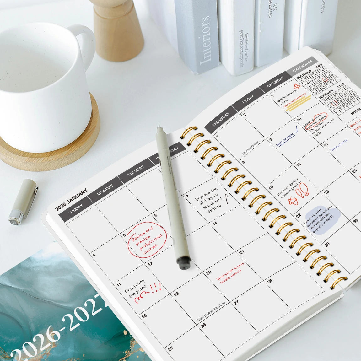 2026-2027 A5 Weekly & Monthly Planner – Jan 2026 to Dec 2027 Spiral Organizer with Calendar & Notes, School & Office Supplies