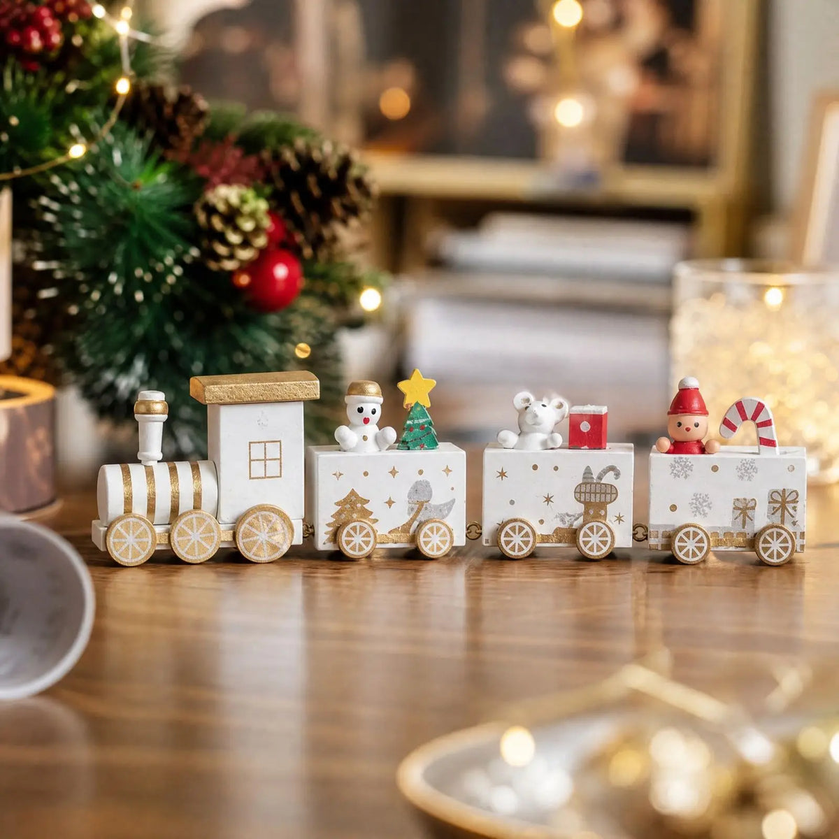 Four-Car Wooden Christmas Train