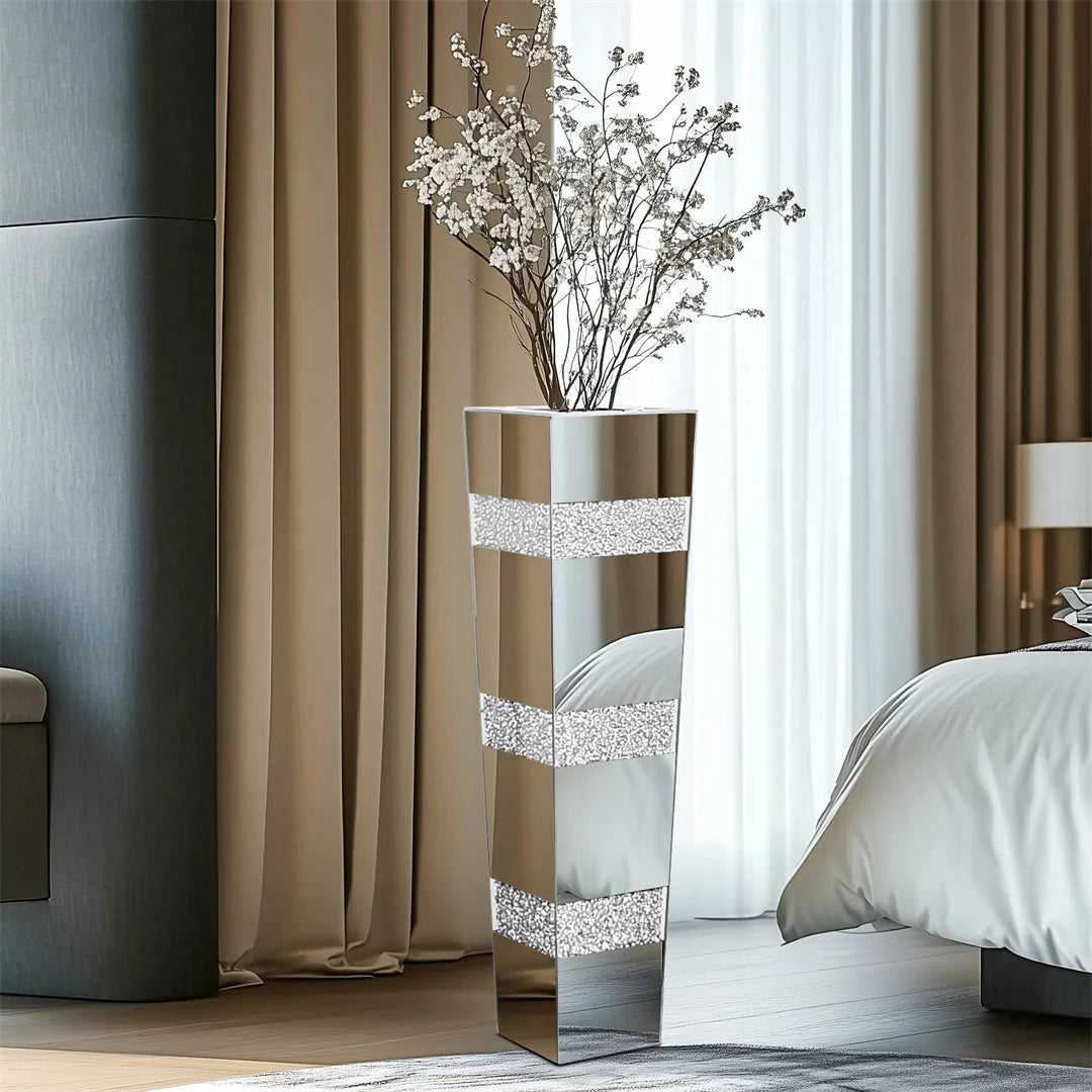 Silver Mirrored Decorative Vase