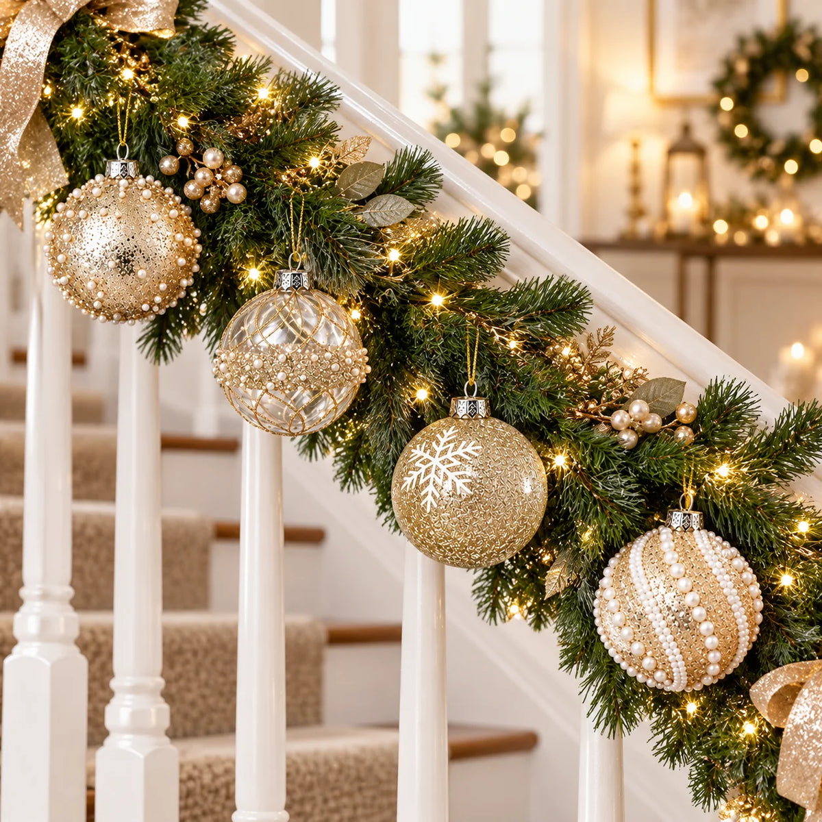 Champagne Gold Christmas Baubles – 12 Pack