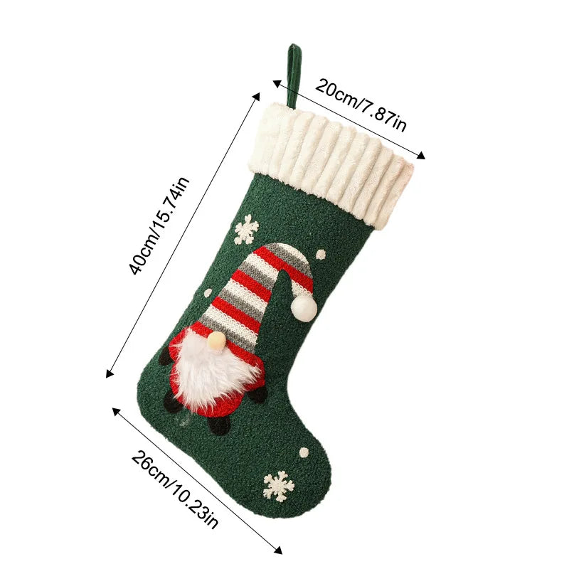 Gnome Christmas Stocking, Large Knitted Xmas Gift Sack for Fireplace Mantel Tree Home Holiday Party Indoor Ornament Decor