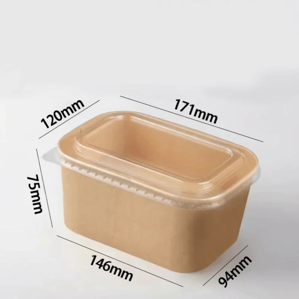 Square Kraft Food Boxes with Lids – 10 Pack
