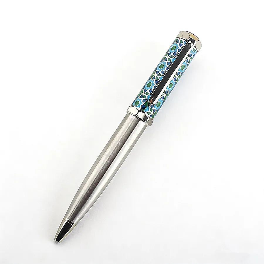 Luxury Metal Ballpoint Pen Stainless Steel Golden Trim Gift Writing Stationery Office School Supplies