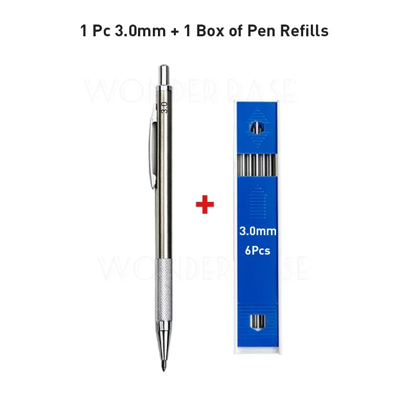 0.3 0.5 0.7 0.9 1.3 2.0 3.0mm Full Metal Mechanical Pencil Sketch Art Drawing Painting Propelling Pencil Office School Supply