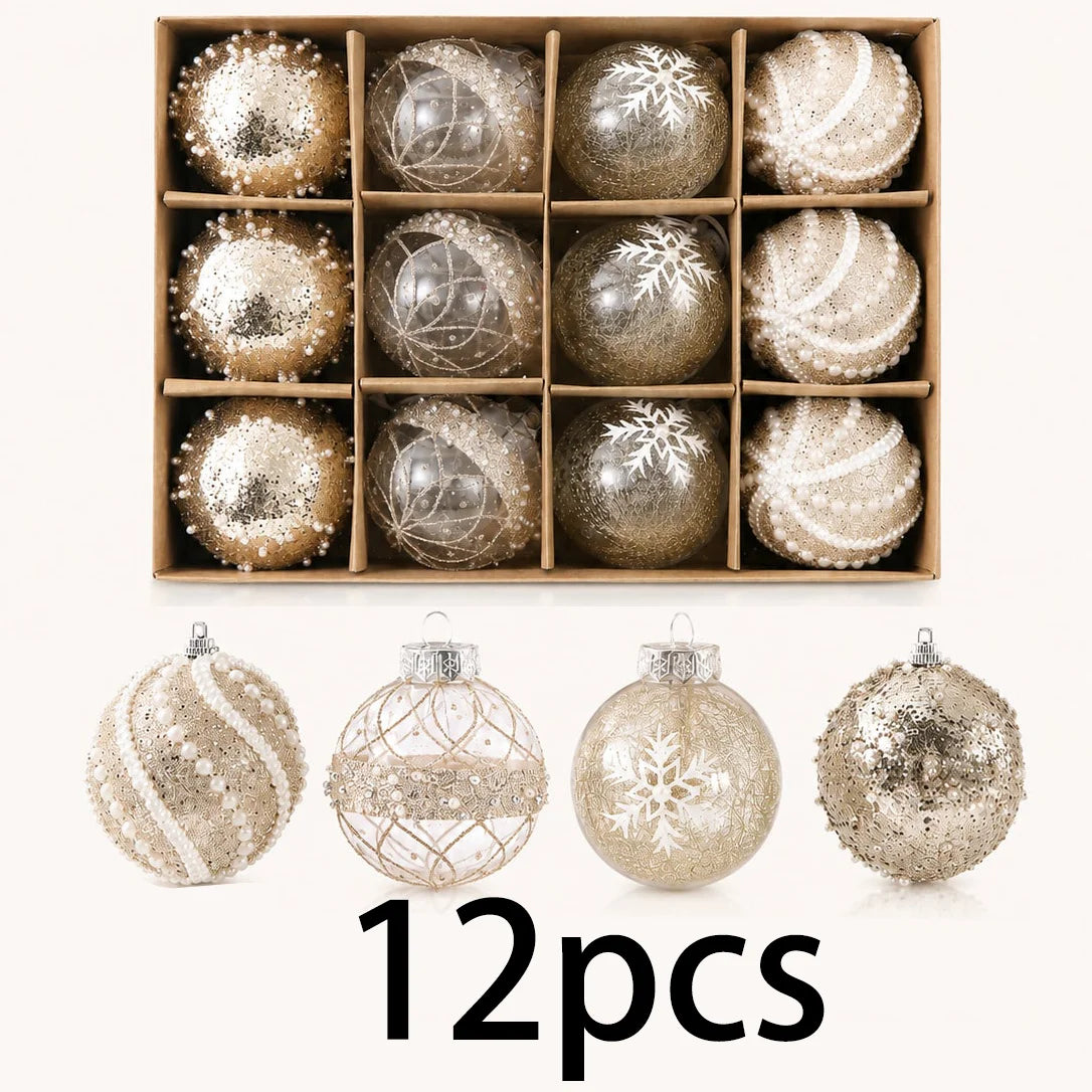 Champagne Gold Christmas Baubles – 12 Pack