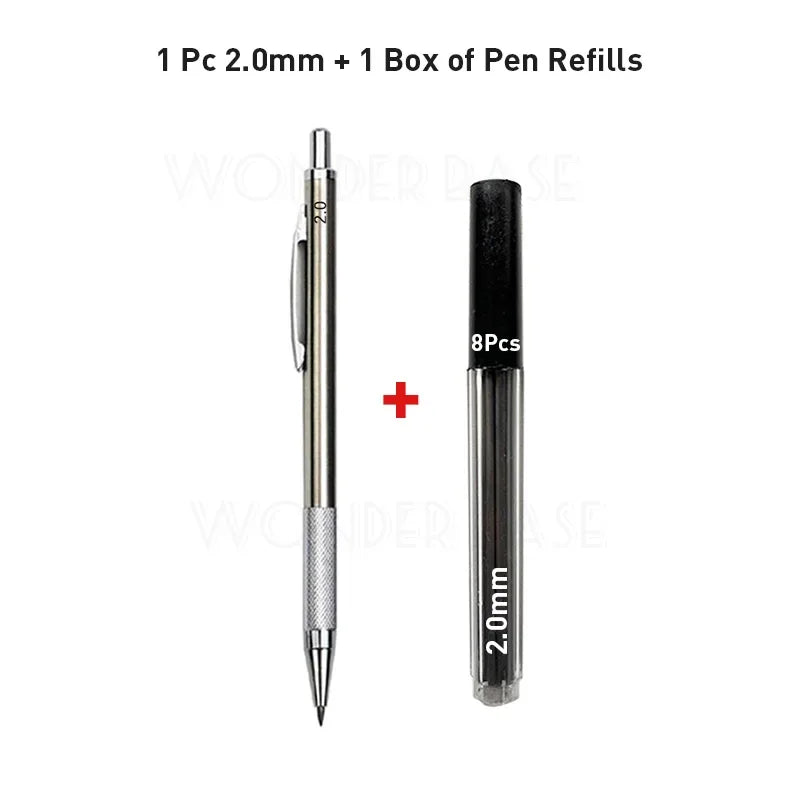0.3 0.5 0.7 0.9 1.3 2.0 3.0mm Full Metal Mechanical Pencil Sketch Art Drawing Painting Propelling Pencil Office School Supply