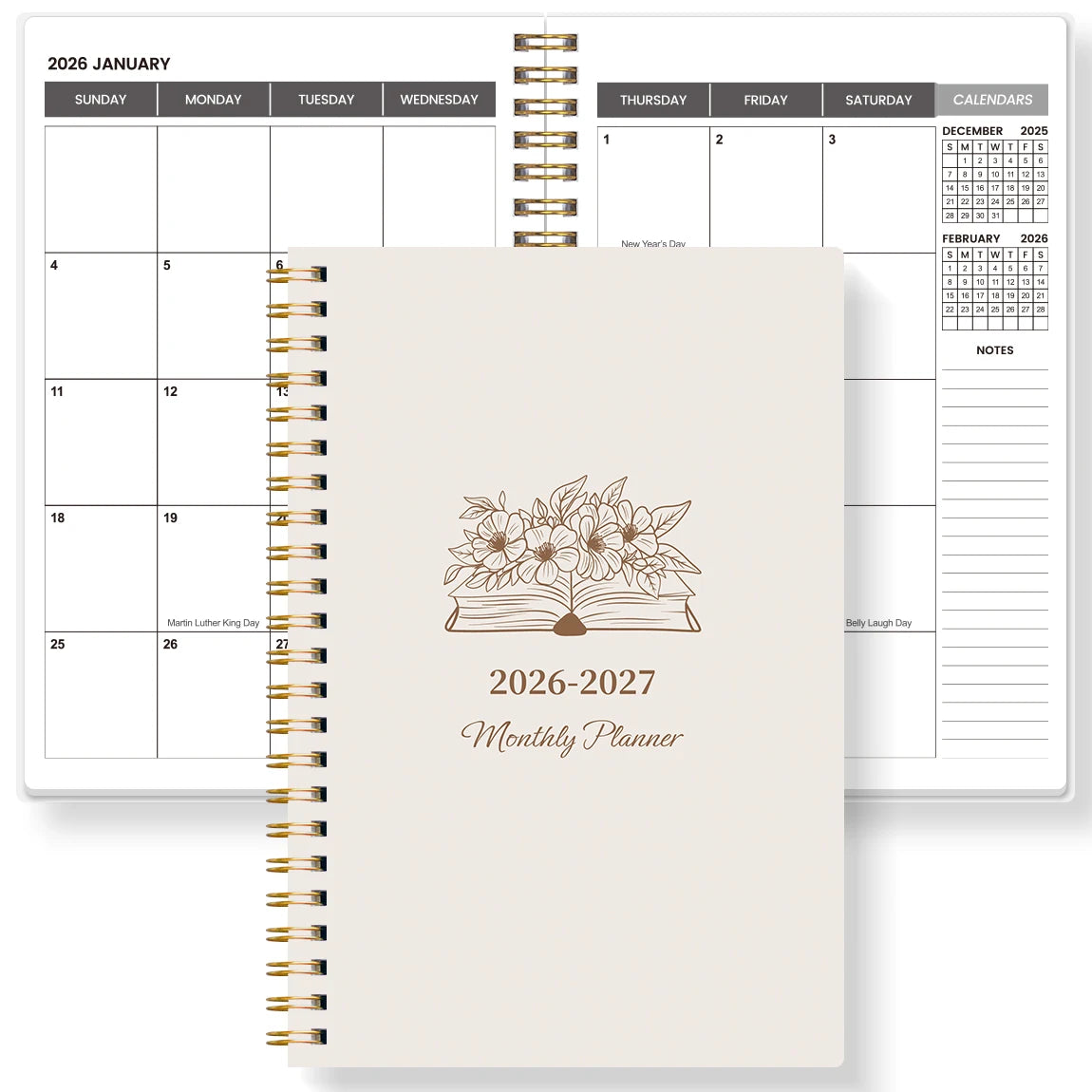 1PC A5 Two year calendar book Weekly & Monthly Planner –  Spiral Organizer with Calendar & Notes, School & Office Supplies
