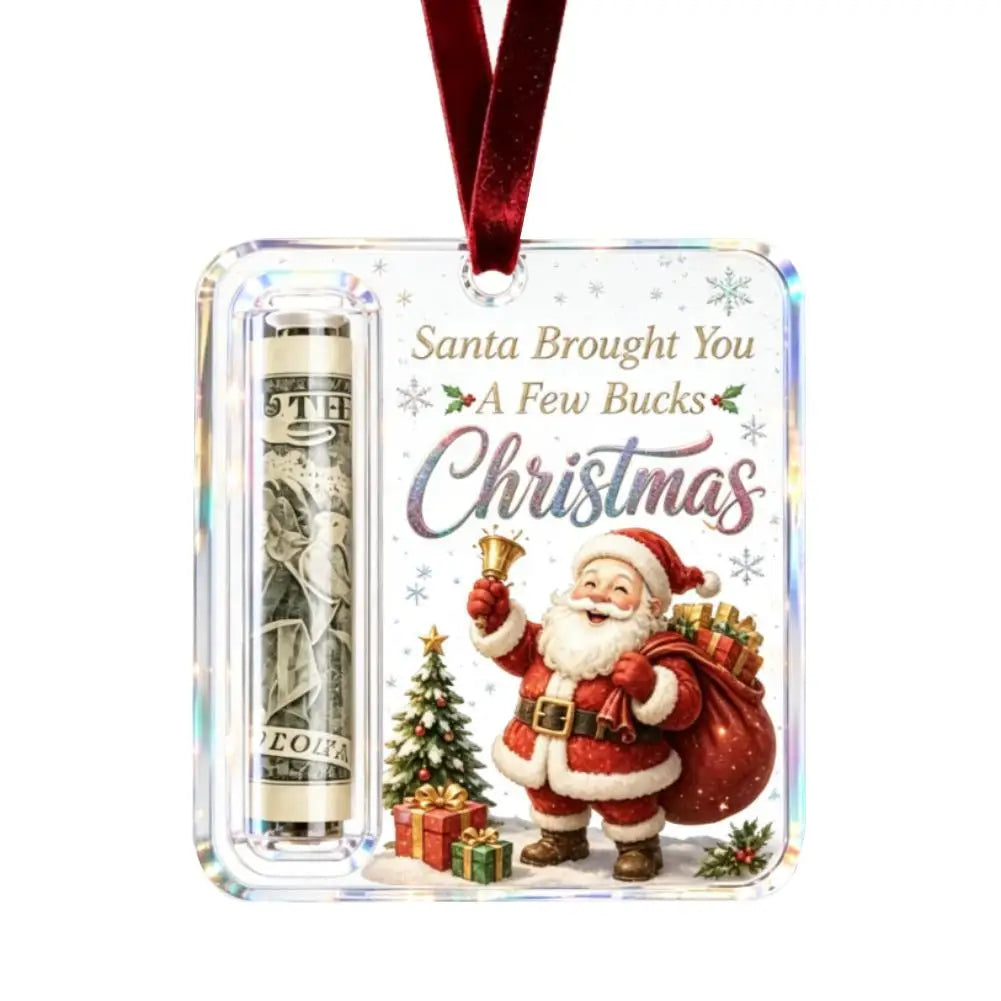 Acrylic Christmas Money Holder Cash Gift Box Christmas Tree Mantel Hanging Decoration Surprise Gift for Xmas Holiday Party Deco