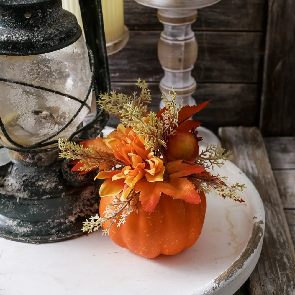 Artificial Pumpkin Autumn Herbst Decoration Chrysanthemum Home Decor Thanksgiving Halloween Table Entryway Sideboard Figurines