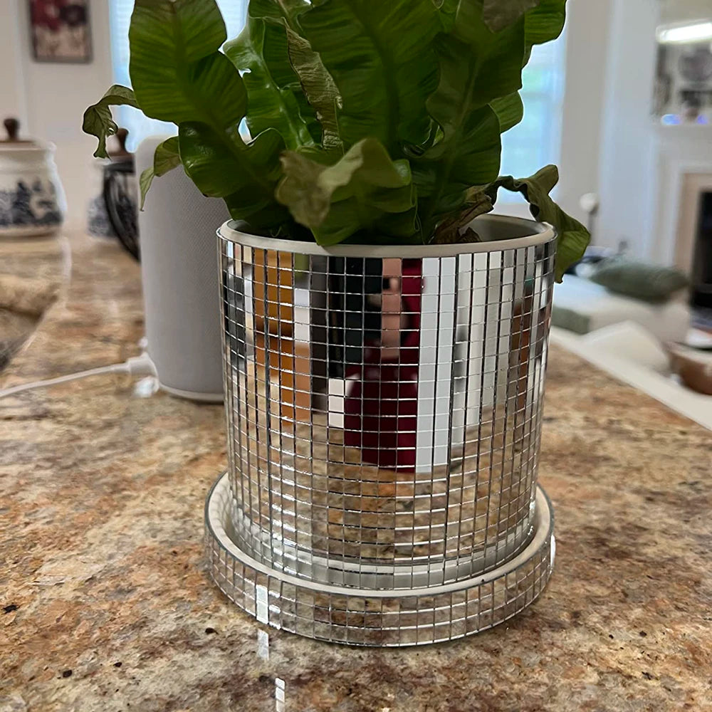 Mirrored Disco Ball Planter