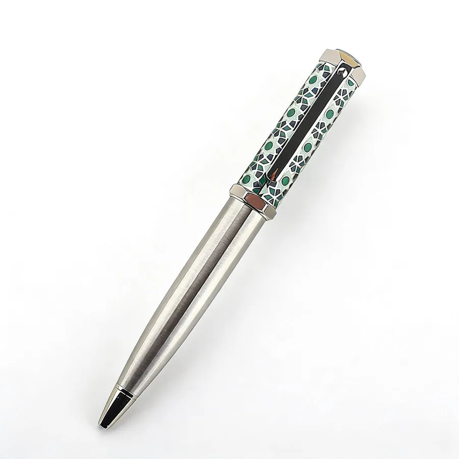 Luxury Metal Ballpoint Pen Stainless Steel Golden Trim Gift Writing Stationery Office School Supplies