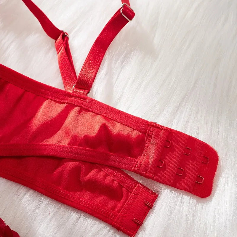 Toucheart Erotic Lingerie Mesh Patchwork Sweet Embroidered See-through Delicate Women Cute Elegant Intimate Intimate Hot Bra Set