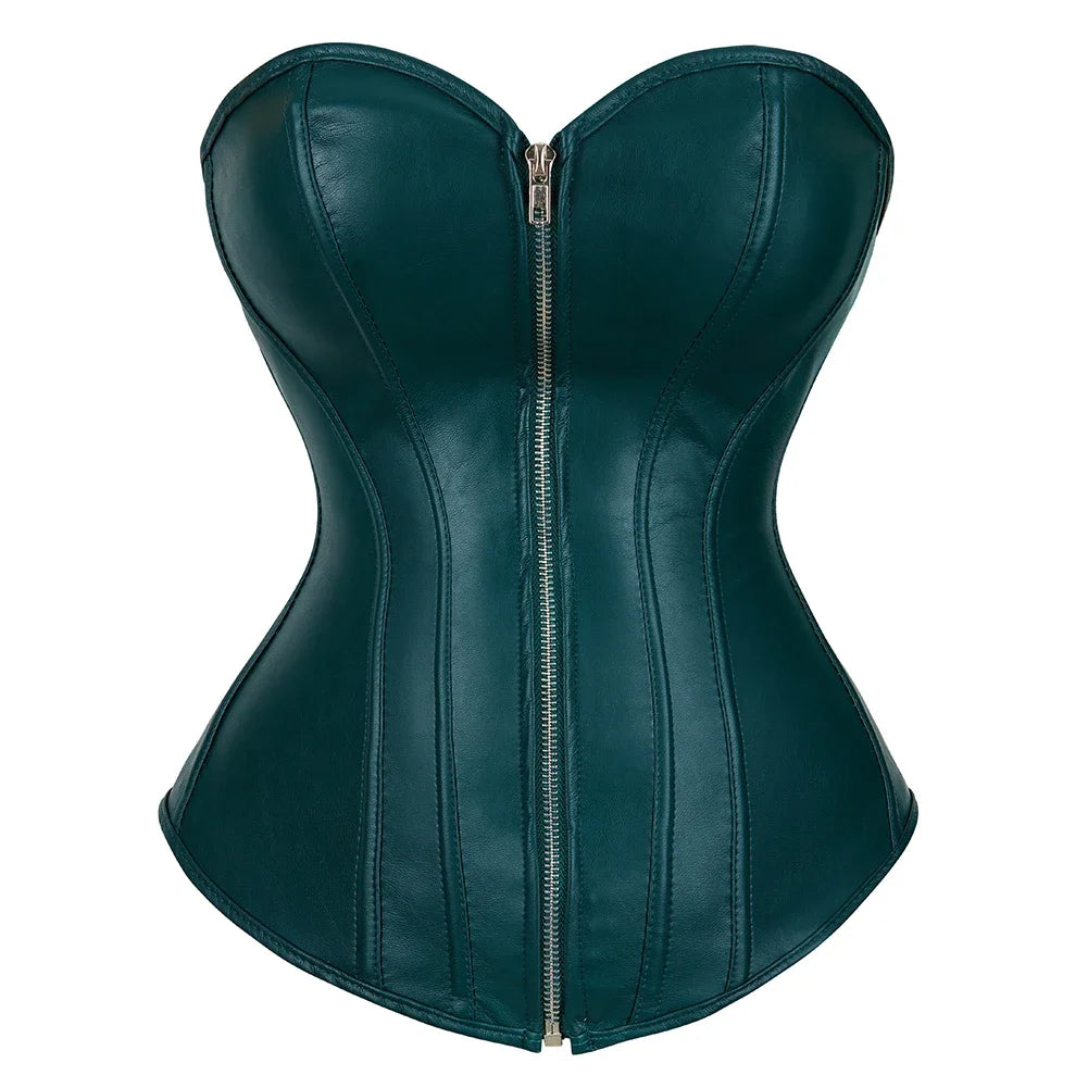 Faux Leather Lace-Up Overbust Corset