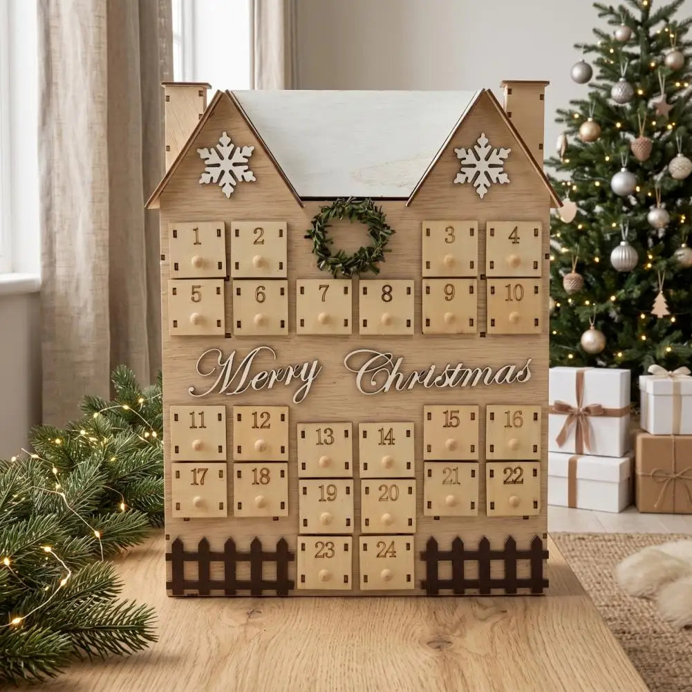 Refillable Wooden House Advent Calendar