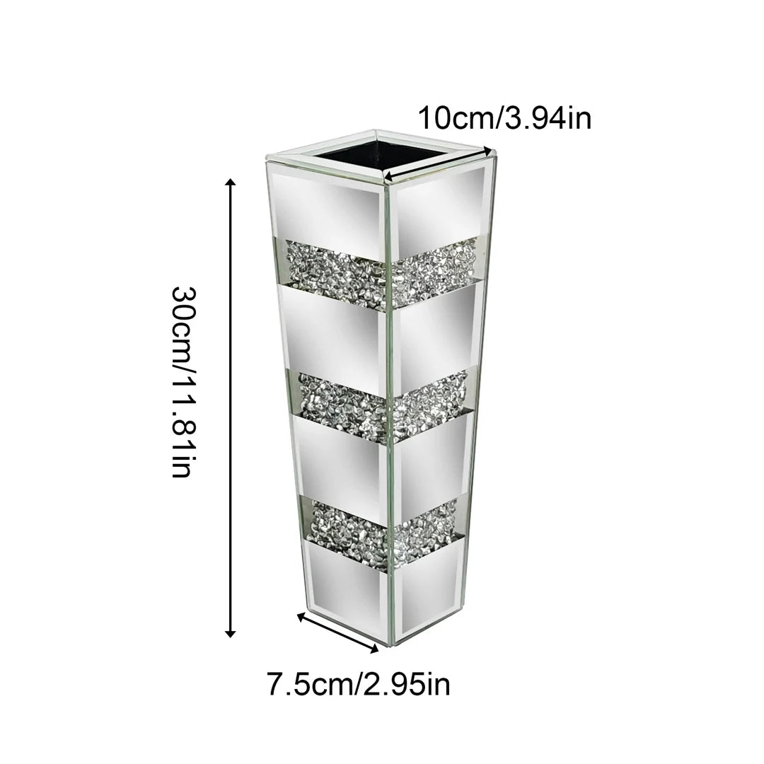 Silver Mirrored Decorative Vase
