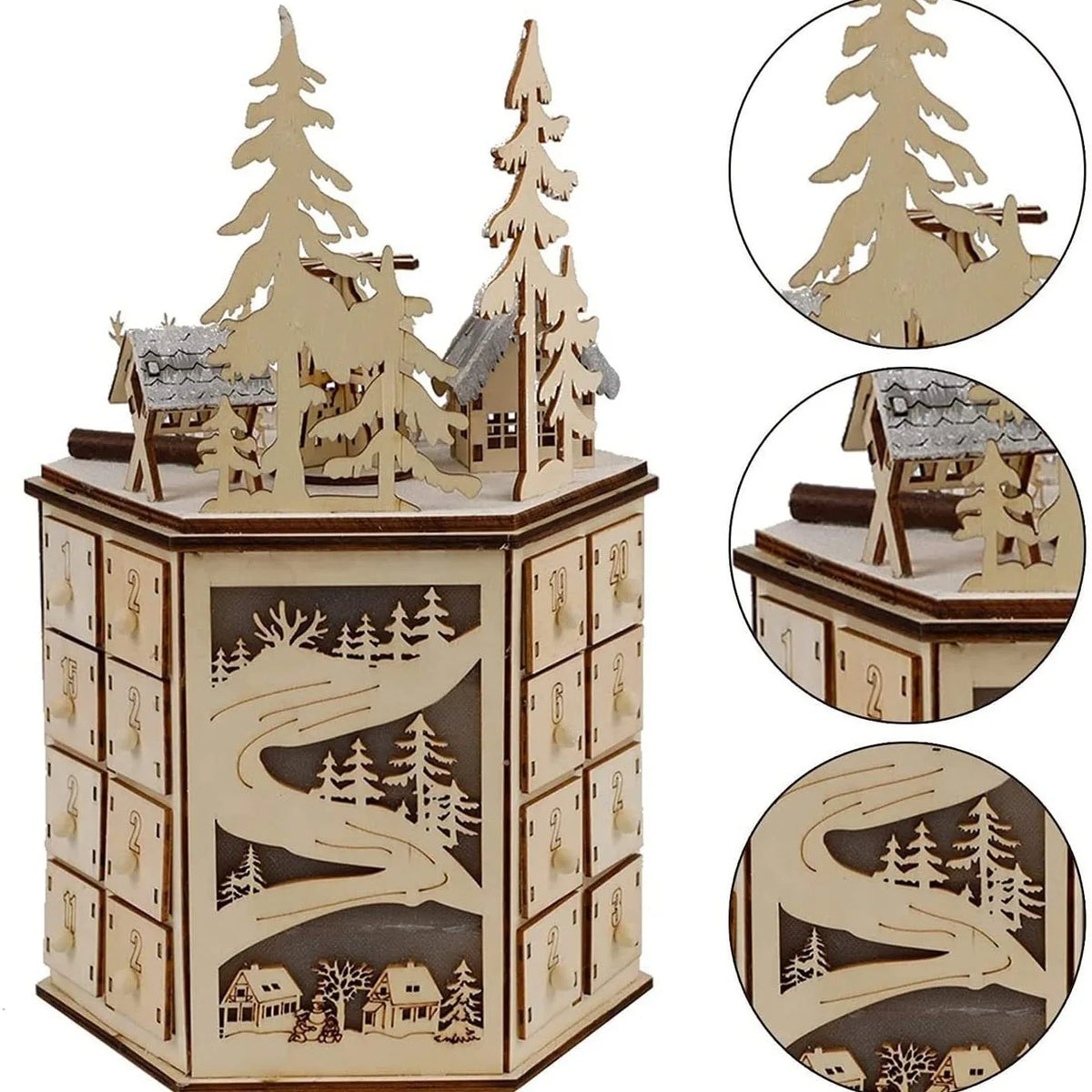 Wooden Musical Village Advent Calendar