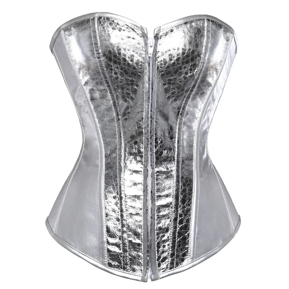 Faux Leather Lace-Up Overbust Corset