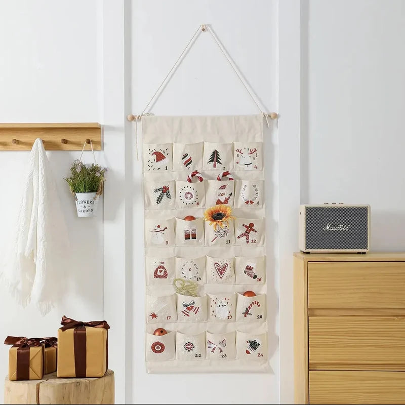 Hanging Advent Calendar with 24 Pockets