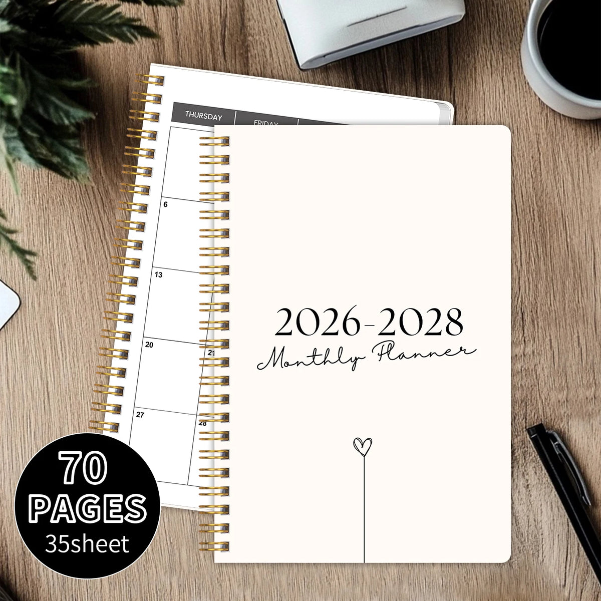 1PC A5 Two year calendar book Weekly & Monthly Planner –  Spiral Organizer with Calendar & Notes, School & Office Supplies