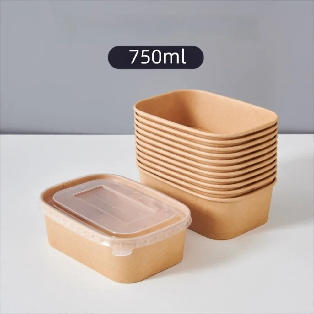 Square Kraft Food Boxes with Lids – 10 Pack