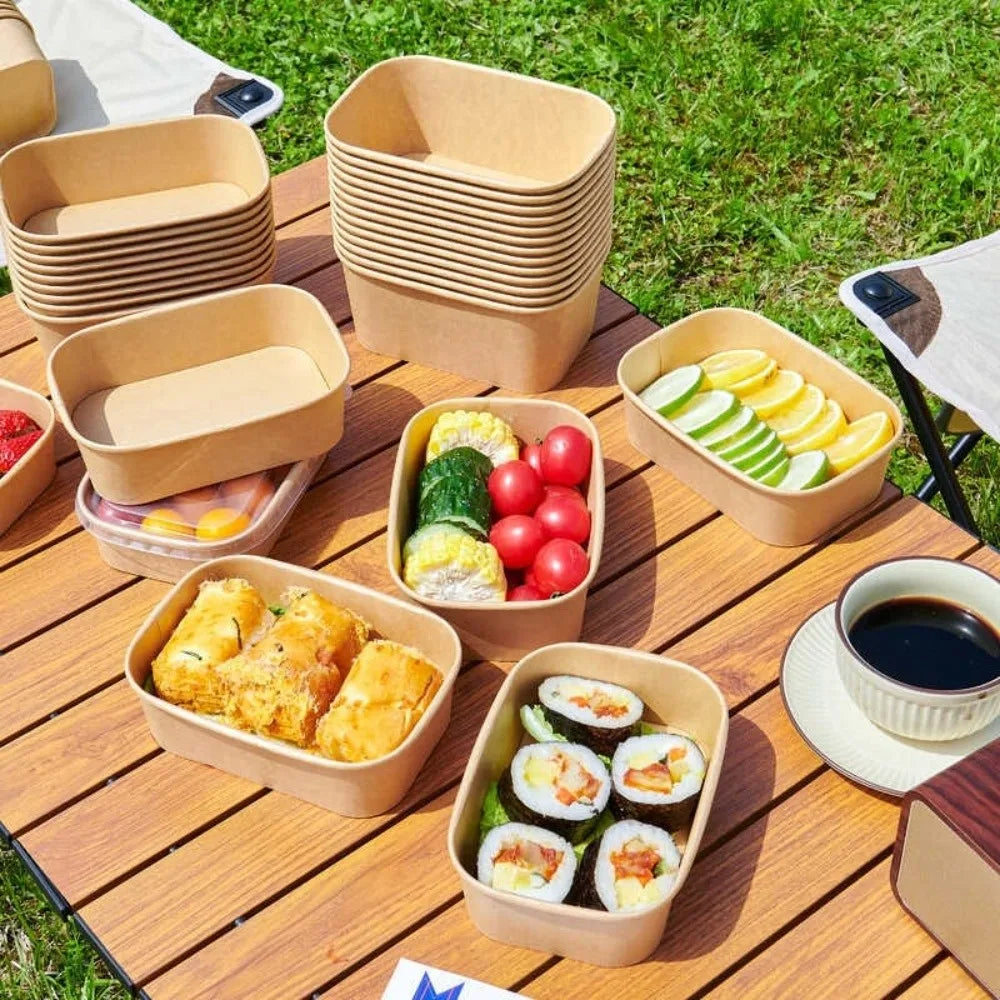 Square Kraft Food Boxes with Lids – 10 Pack